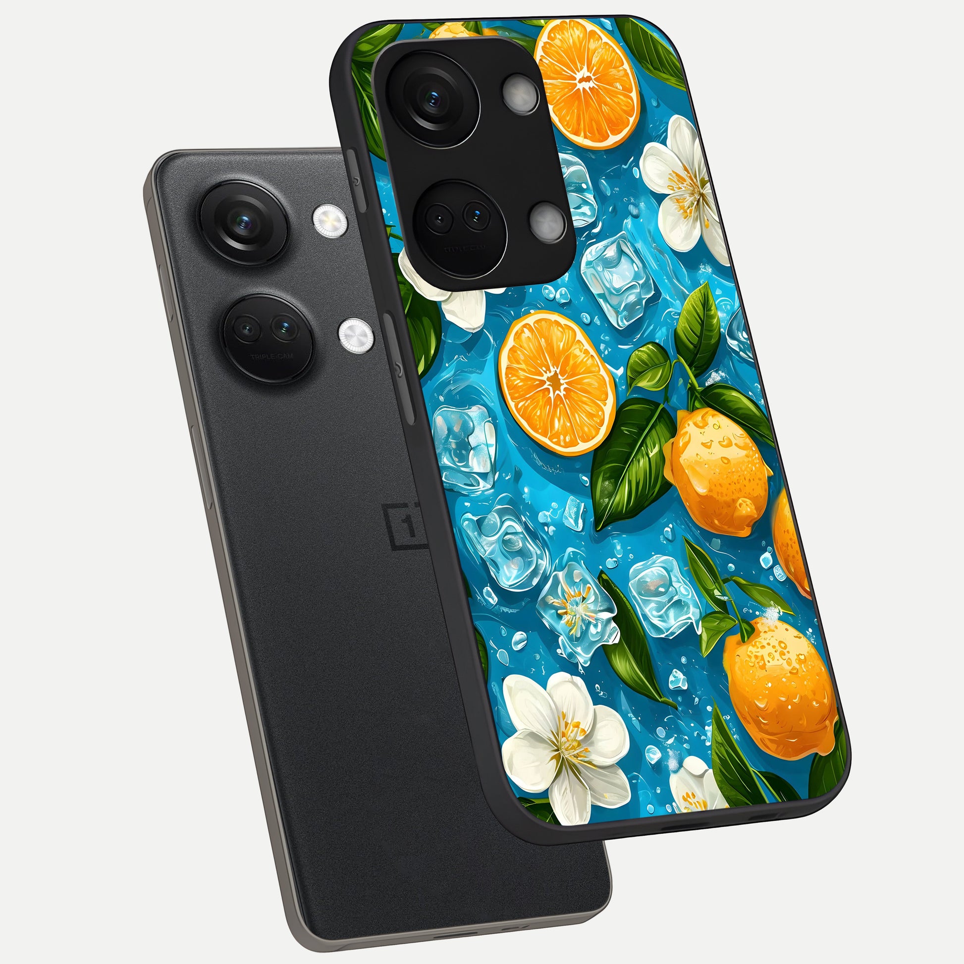  Ice Cube With Orange phone case For Oneplus Nord 3 showing premium glass back cover with detailed artwork