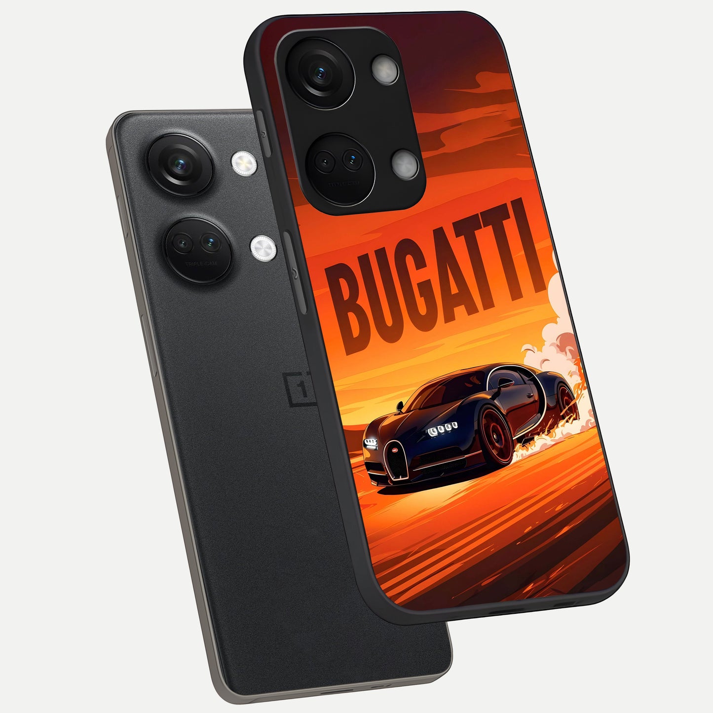 Inferno Bugatti Storm phone case For Oneplus Nord 3 showing premium glass back cover with detailed artwork