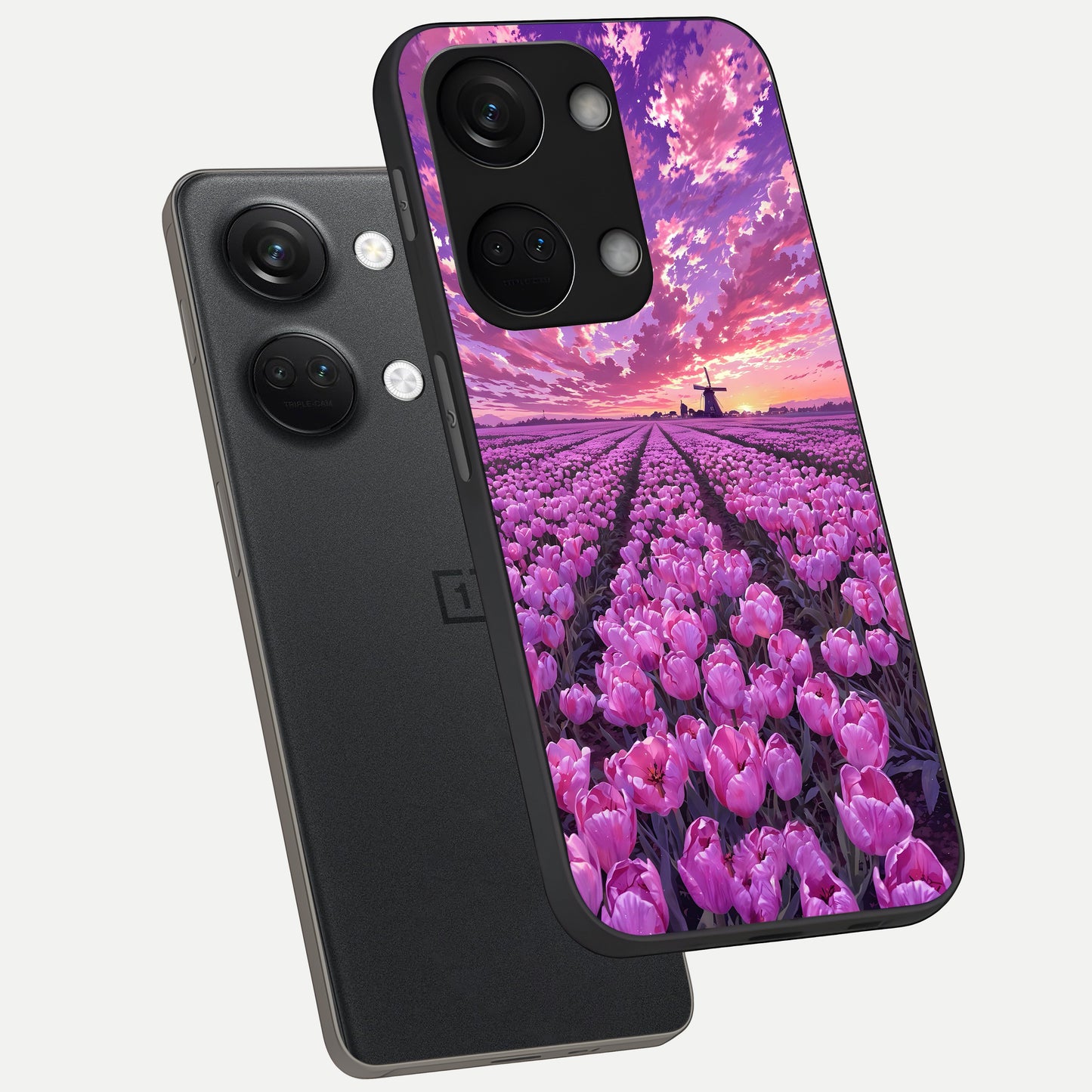  Lavender Dream Skies phone case For Oneplus Nord 3 showing premium glass back cover with detailed artwork