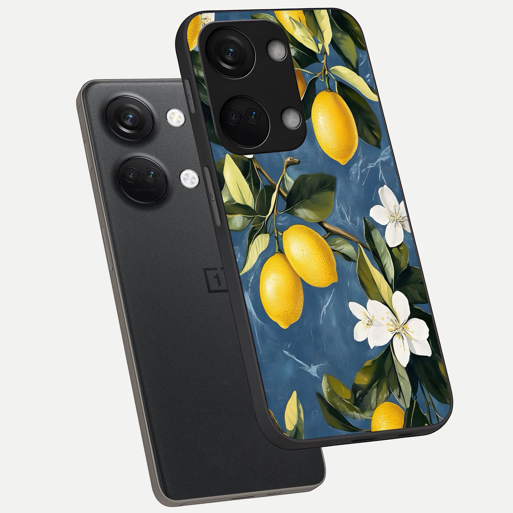  Lemon Dream Garden phone case For Oneplus Nord 3 showing premium glass back cover with detailed artwork