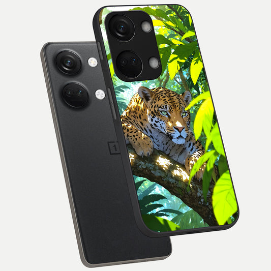  Leopard in Jungle phone case For Oneplus Nord 3 showing premium glass back cover with detailed artwork