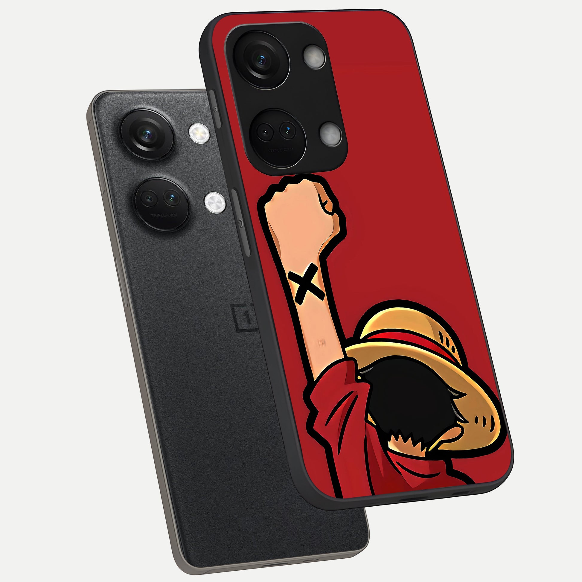  Luffy X Spirit phone case For Oneplus Nord 3 showing premium glass back cover with detailed artwork
