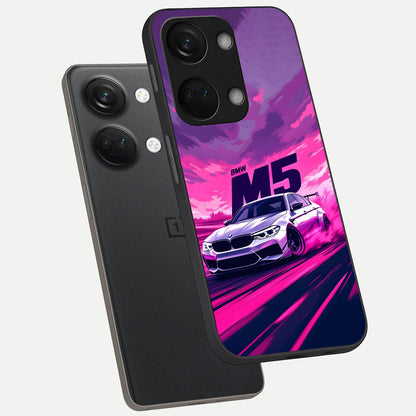  MS Neon Car phone case For Oneplus Nord 3 showing premium glass back cover with detailed artwork
