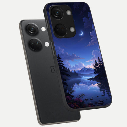  Midnight Lake Peace phone case For Oneplus Nord 3 showing premium glass back cover with detailed artwork