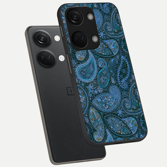  Midnight Paisley Glow phone case For Oneplus Nord 3 showing premium glass back cover with detailed artwork