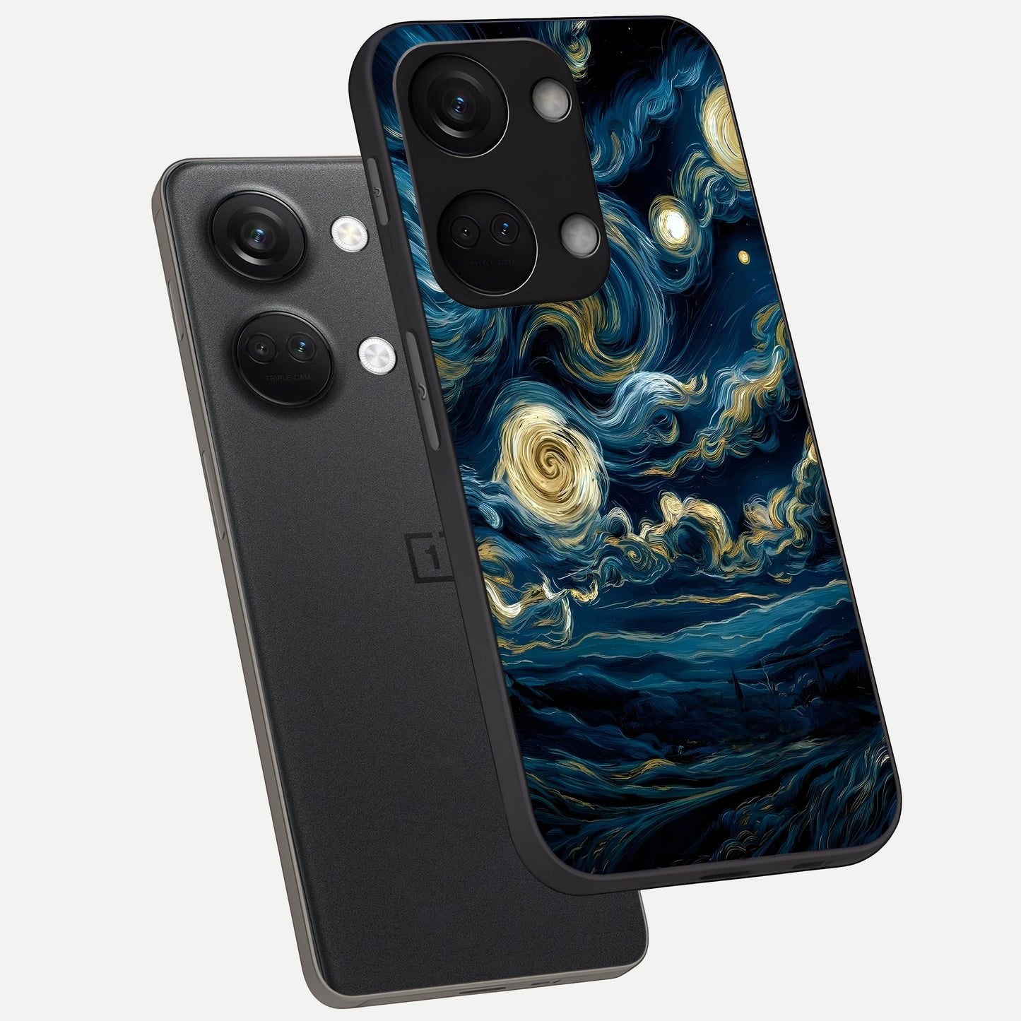  Midnight Sky Whirl phone case For Oneplus Nord 3 showing premium glass back cover with detailed artwork