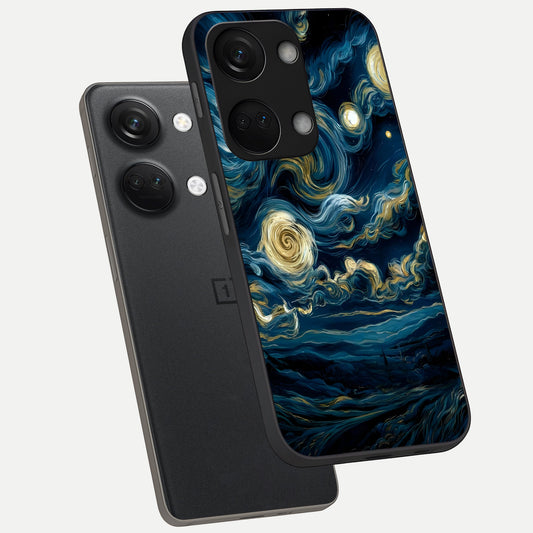  Midnight Sky Whirl phone case For Oneplus Nord 3 showing premium glass back cover with detailed artwork
