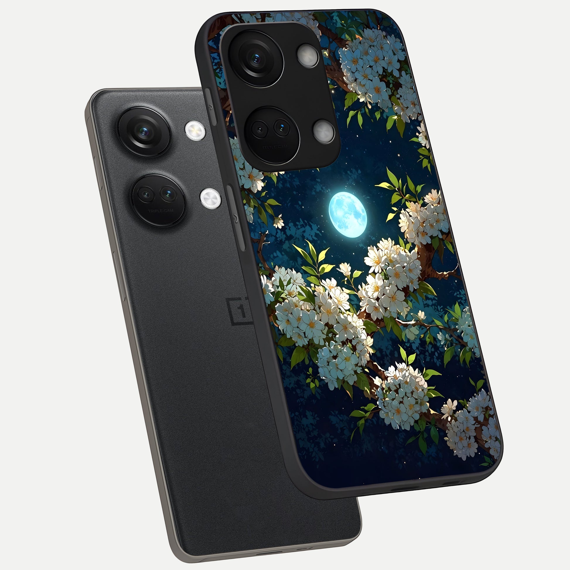  Moonlit Blossom Dream phone case For Oneplus Nord 3 showing premium glass back cover with detailed artwork