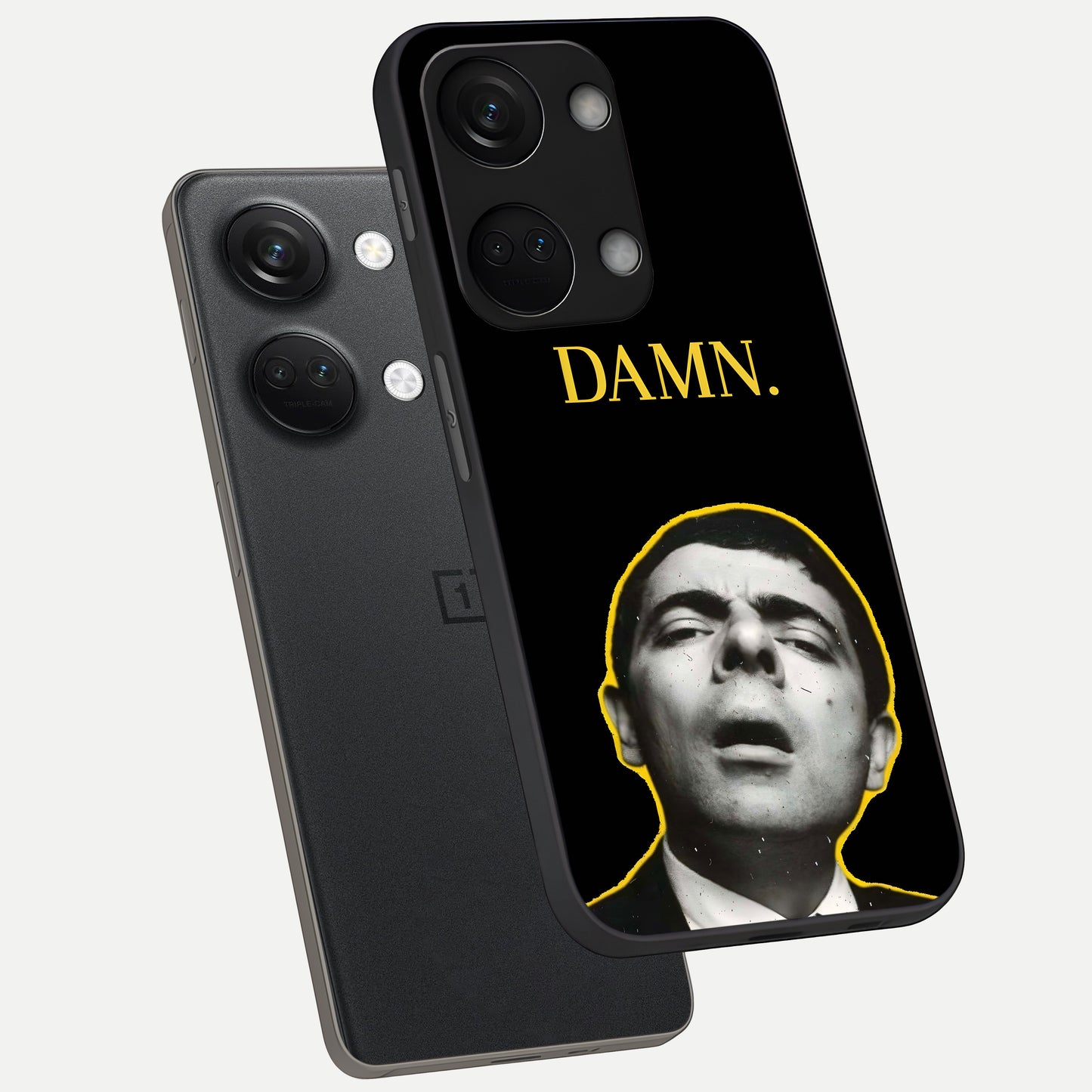  Mr Bean Damn phone case For Oneplus Nord 3 showing premium glass back cover with detailed artwork