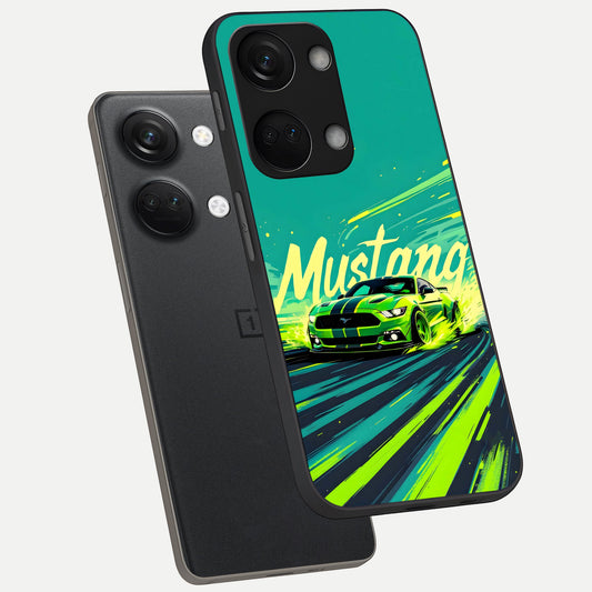  Mustang Bang phone case For Oneplus Nord 3 showing premium glass back cover with detailed artwork