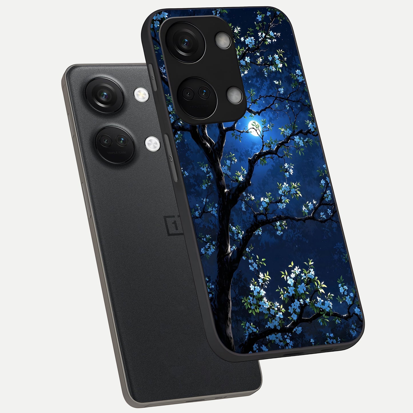  Mystic Floral Night phone case For Oneplus Nord 3 showing premium glass back cover with detailed artwork