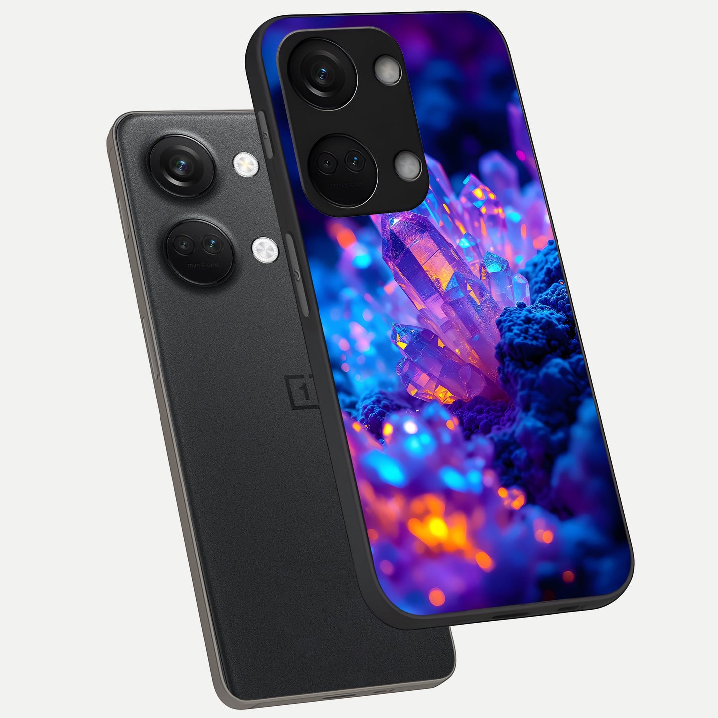  Neon Aura Shards phone case For Oneplus Nord 3 showing premium glass back cover with detailed artwork