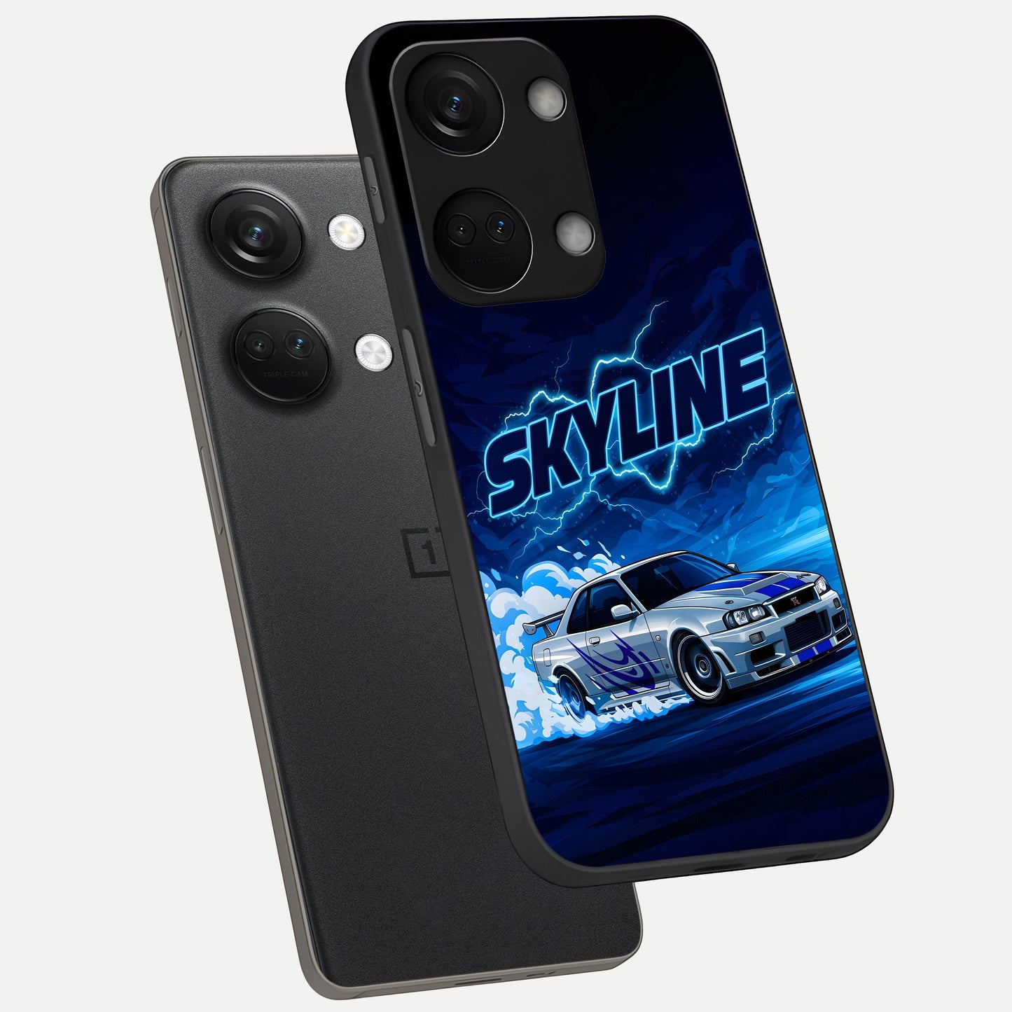  Neon Drift Beast phone case For Oneplus Nord 3 showing premium glass back cover with detailed artwork