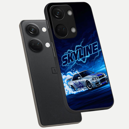  Neon Drift Beast phone case For Oneplus Nord 3 showing premium glass back cover with detailed artwork