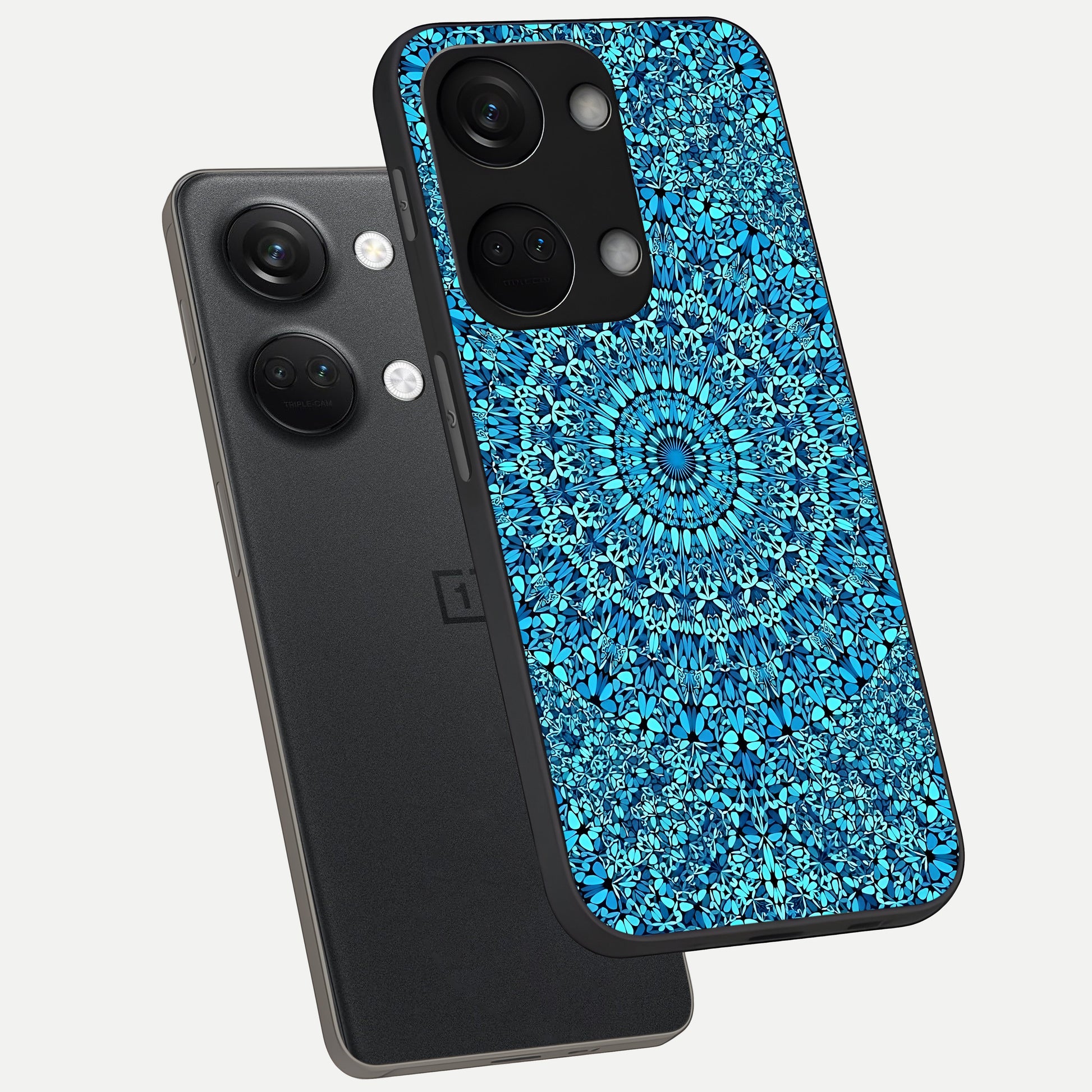  Ocean Bloom Mandala phone case For Oneplus Nord 3 showing premium glass back cover with detailed artwork