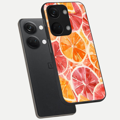  Orange Fruits Pattern phone case For Oneplus Nord 3 showing premium glass back cover with detailed artwork