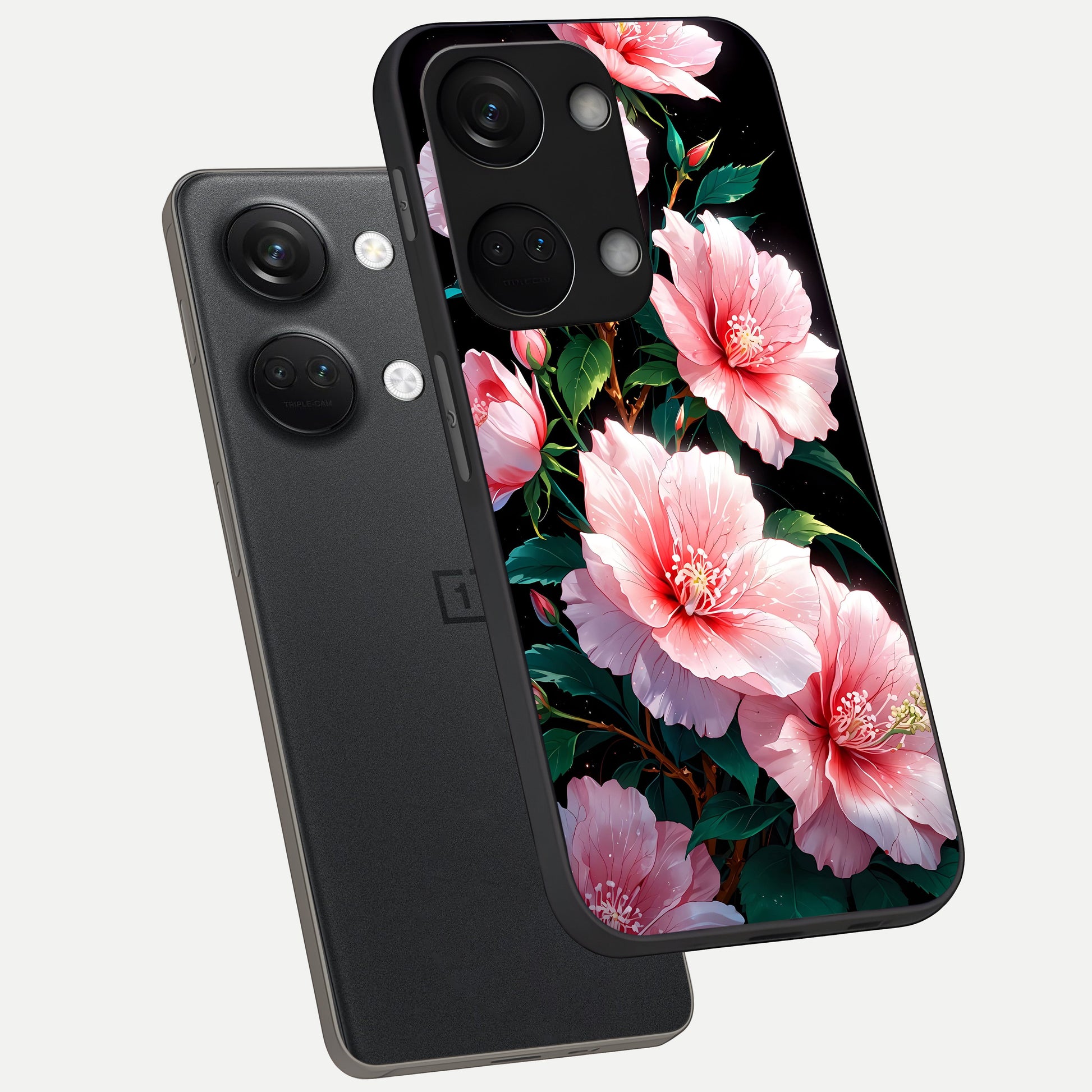  Peach Flower phone case For Oneplus Nord 3 showing premium glass back cover with detailed artwork
