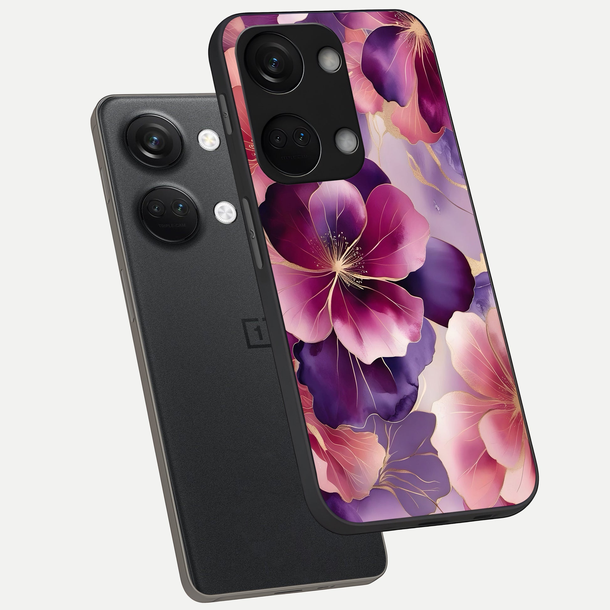  Pink Bouquet Florals phone case For Oneplus Nord 3 showing premium glass back cover with detailed artwork