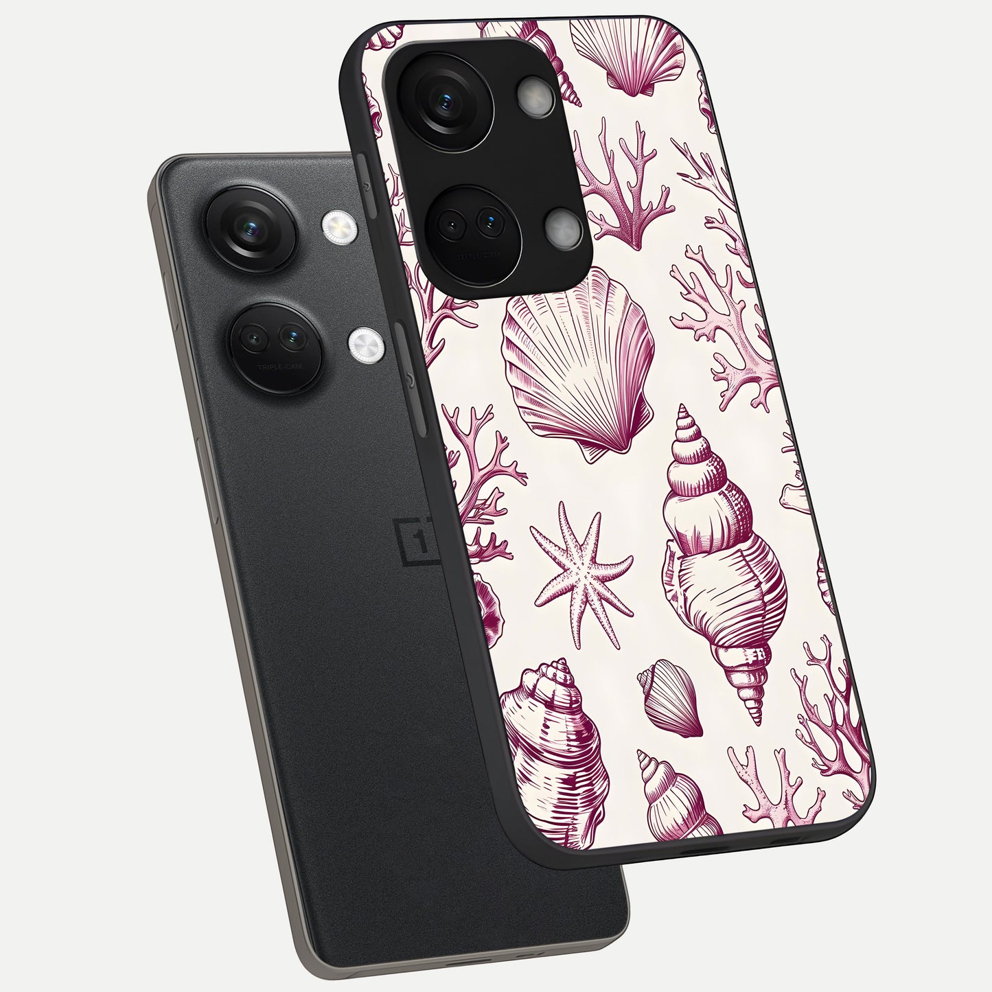  Pink Power Sparks phone case For Oneplus Nord 3 showing premium glass back cover with detailed artwork