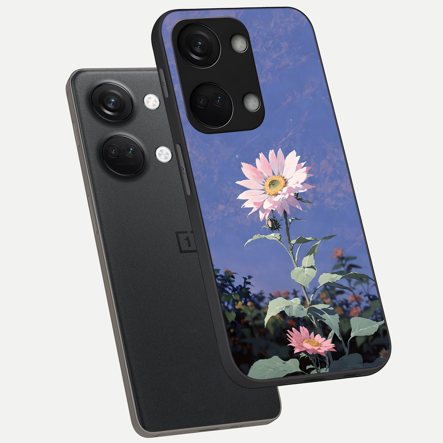  Pink Shells Outline phone case For Oneplus Nord 3 showing premium glass back cover with detailed artwork