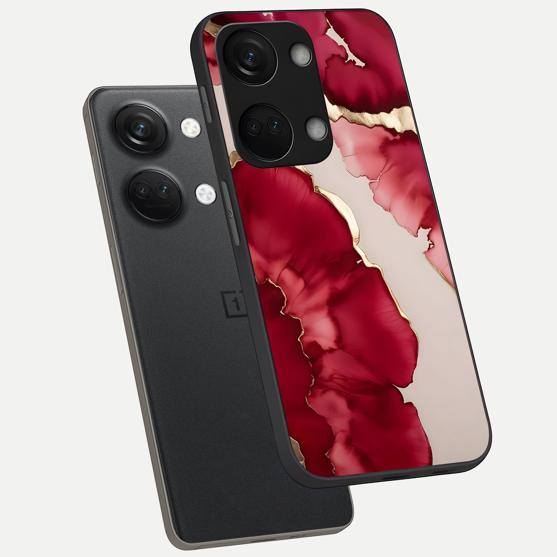  Pink And White Marble phone case For Oneplus Nord 3 showing premium glass back cover with detailed artwork