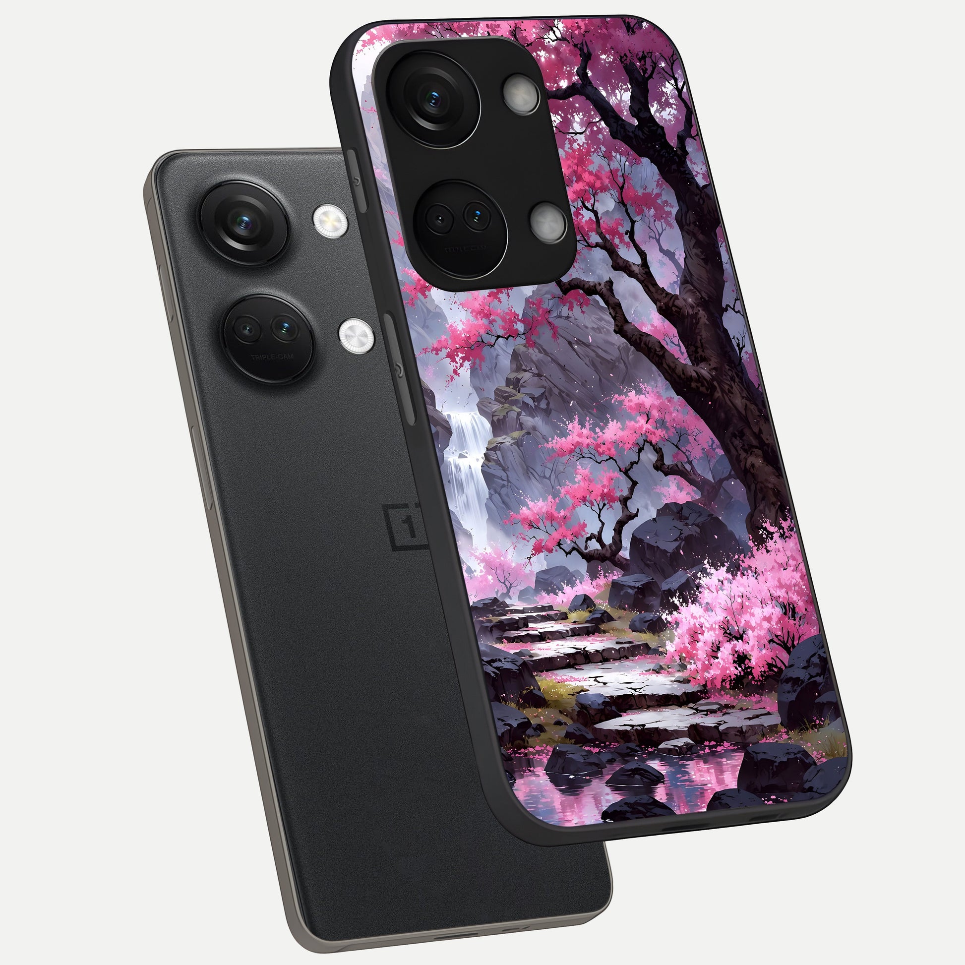  Pink Sunflower Glow phone case For Oneplus Nord 3 showing premium glass back cover with detailed artwork