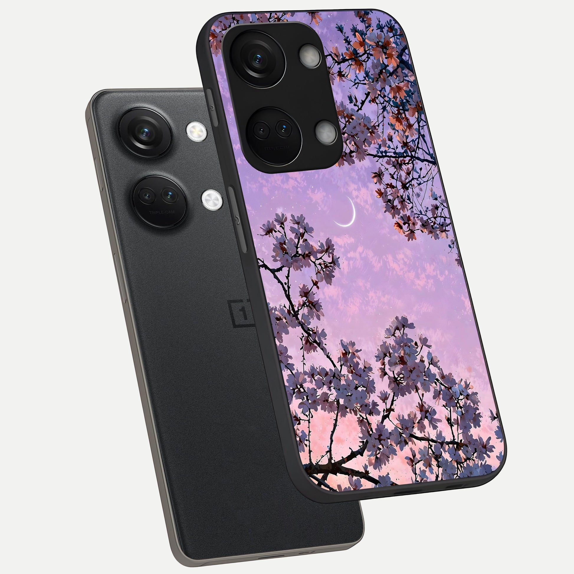  Purple Serenity Moon phone case For Oneplus Nord 3 showing premium glass back cover with detailed artwork