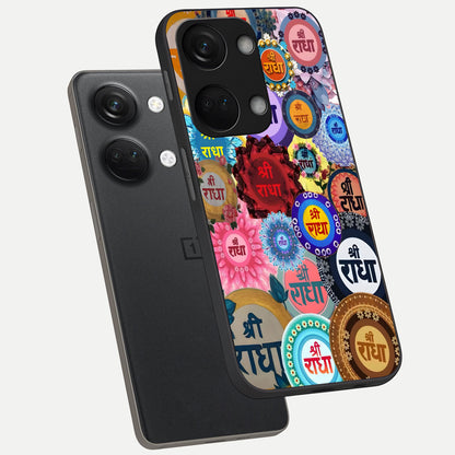  Radha Divine Bloom phone case For Oneplus Nord 3 showing premium glass back cover with detailed artwork