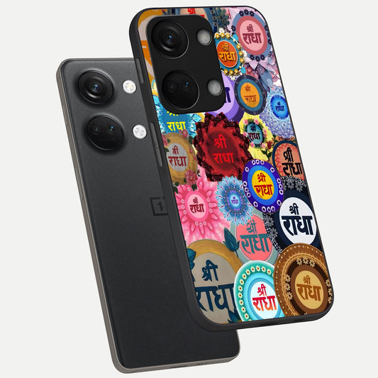 Radha Divine Bloom phone case For Oneplus Nord 3 showing premium glass back cover with detailed artwork