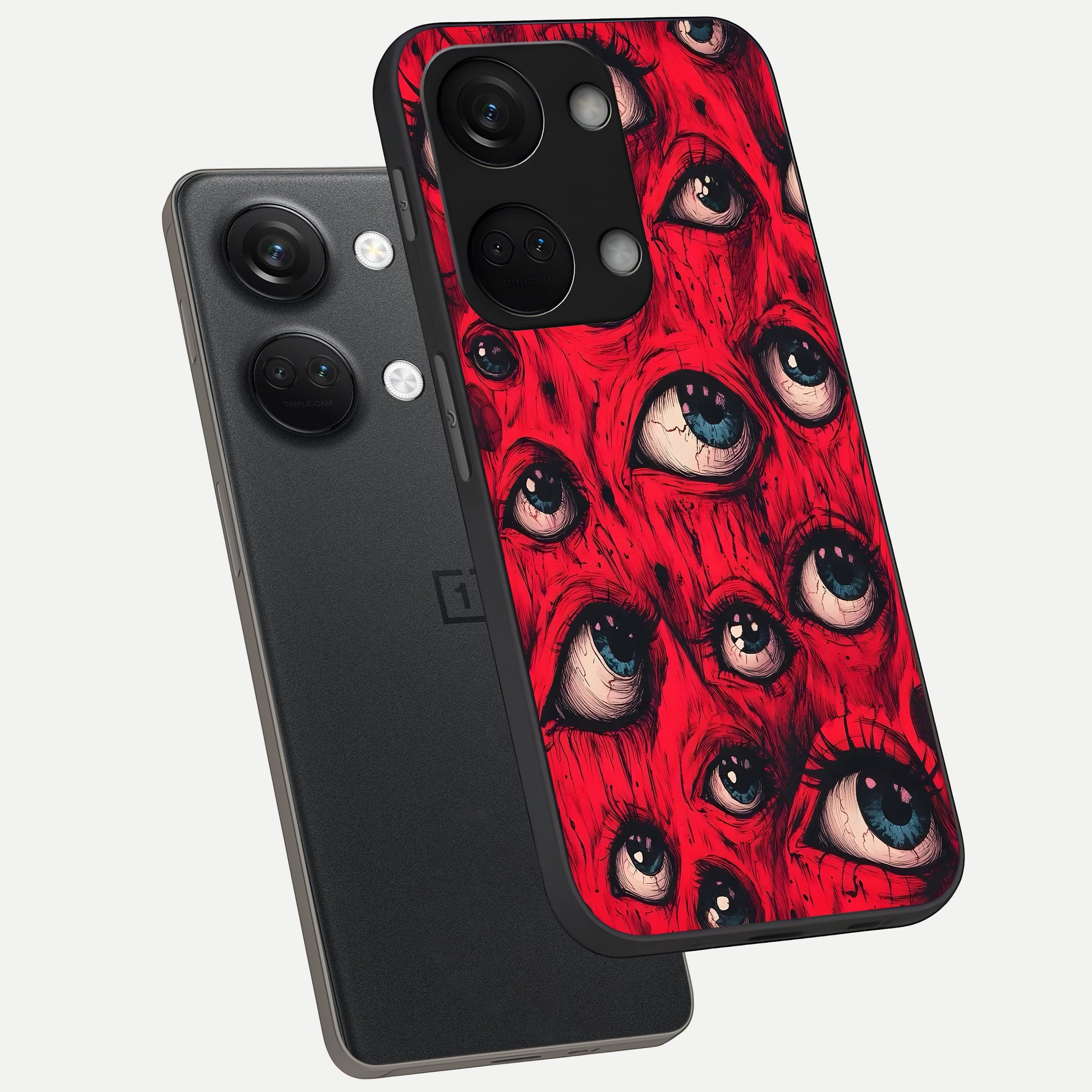 Red Eyes Pattern phone case For Oneplus Nord 3 showing premium glass back cover with detailed artwork