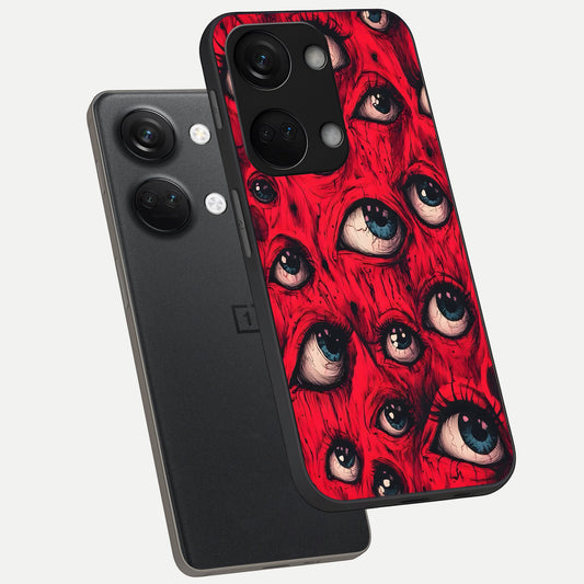  Red Eyes Pattern phone case For Oneplus Nord 3 showing premium glass back cover with detailed artwork