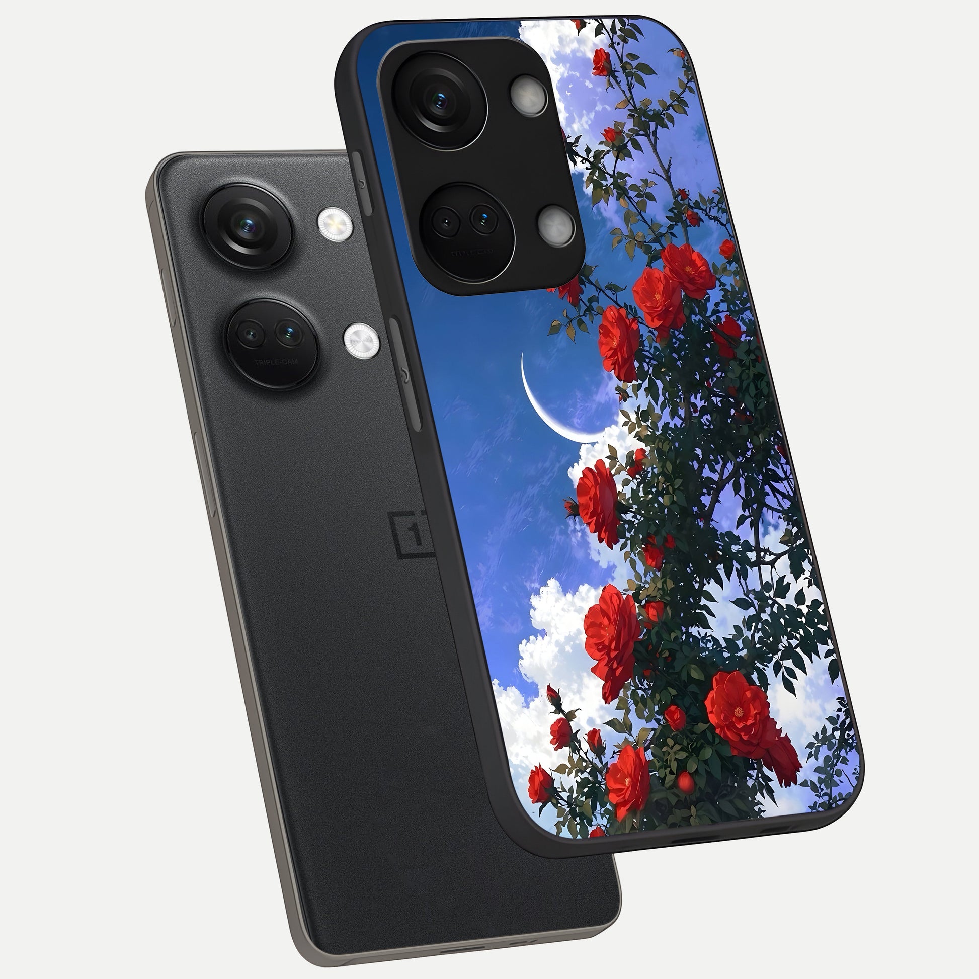  Rose Drift Flowers phone case For Oneplus Nord 3 showing premium glass back cover with detailed artwork