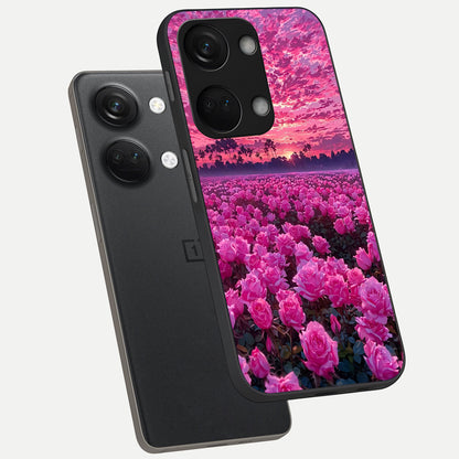  Rose Sunset Valley phone case For Oneplus Nord 3 showing premium glass back cover with detailed artwork