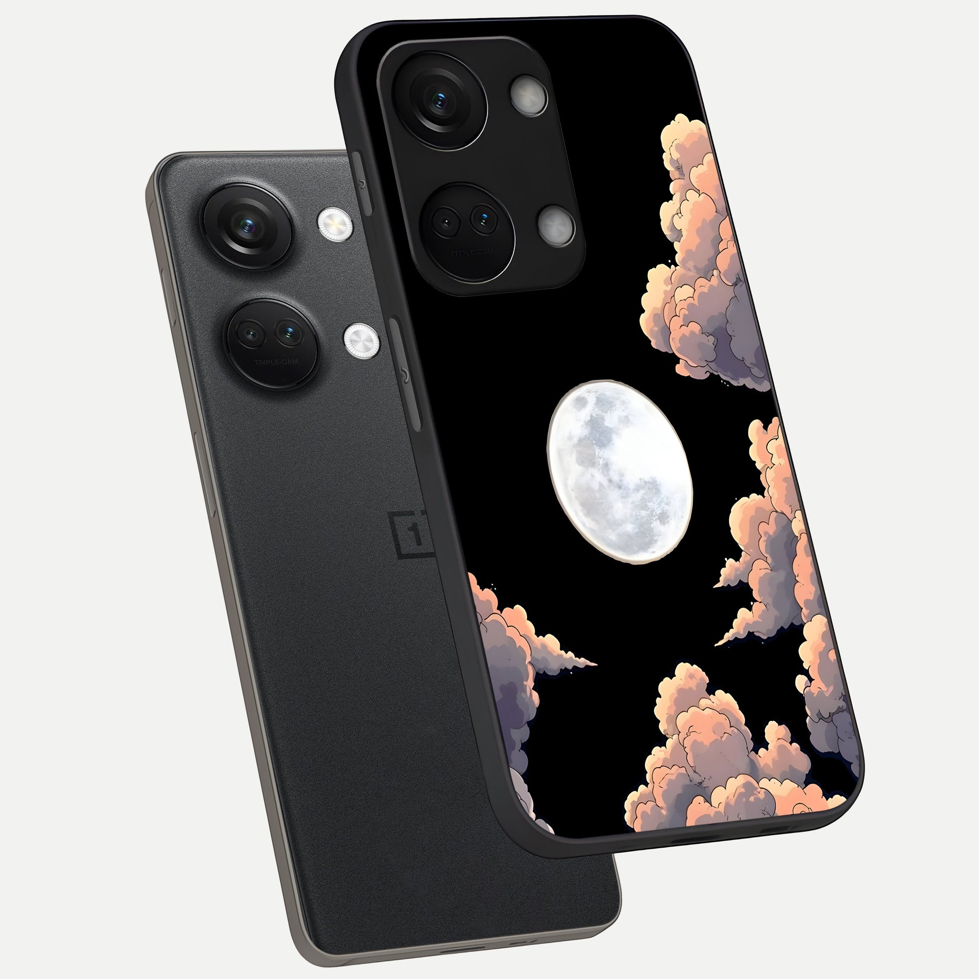  Shade Cloud Moon phone case For Oneplus Nord 3 showing premium glass back cover with detailed artwork