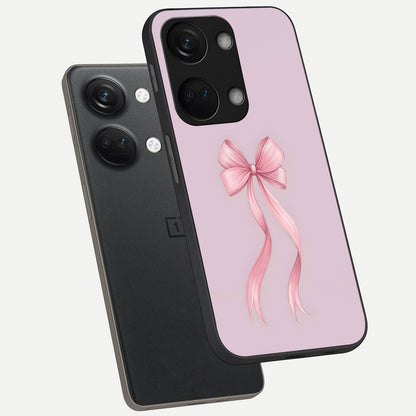  Soft Blush Bow phone case For Oneplus Nord 3 showing premium glass back cover with detailed artwork