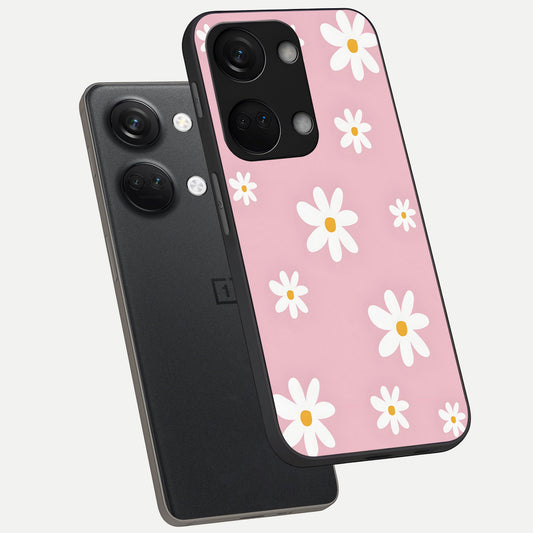 Soft Daisy Bliss phone case For Oneplus Nord 3 showing premium glass back cover with detailed artwork