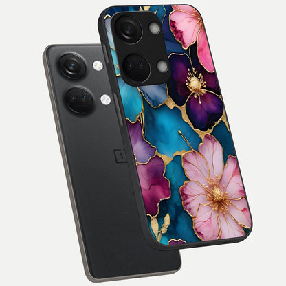 Sparkle Floral phone case For Oneplus Nord 3 showing premium glass back cover with detailed artwork