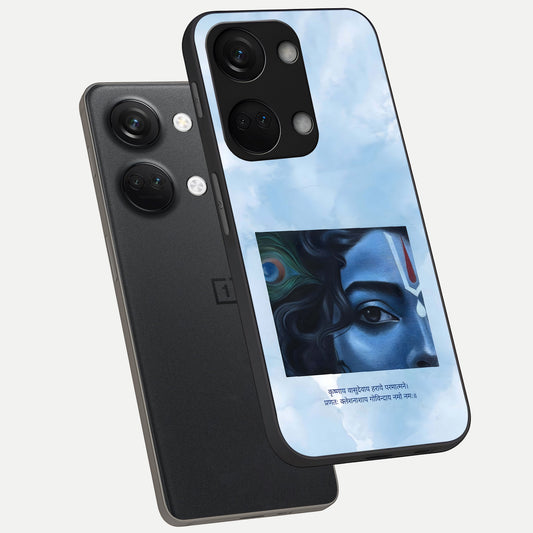  Spiritual Krishna phone case For Oneplus Nord 3 showing premium glass back cover with detailed artwork