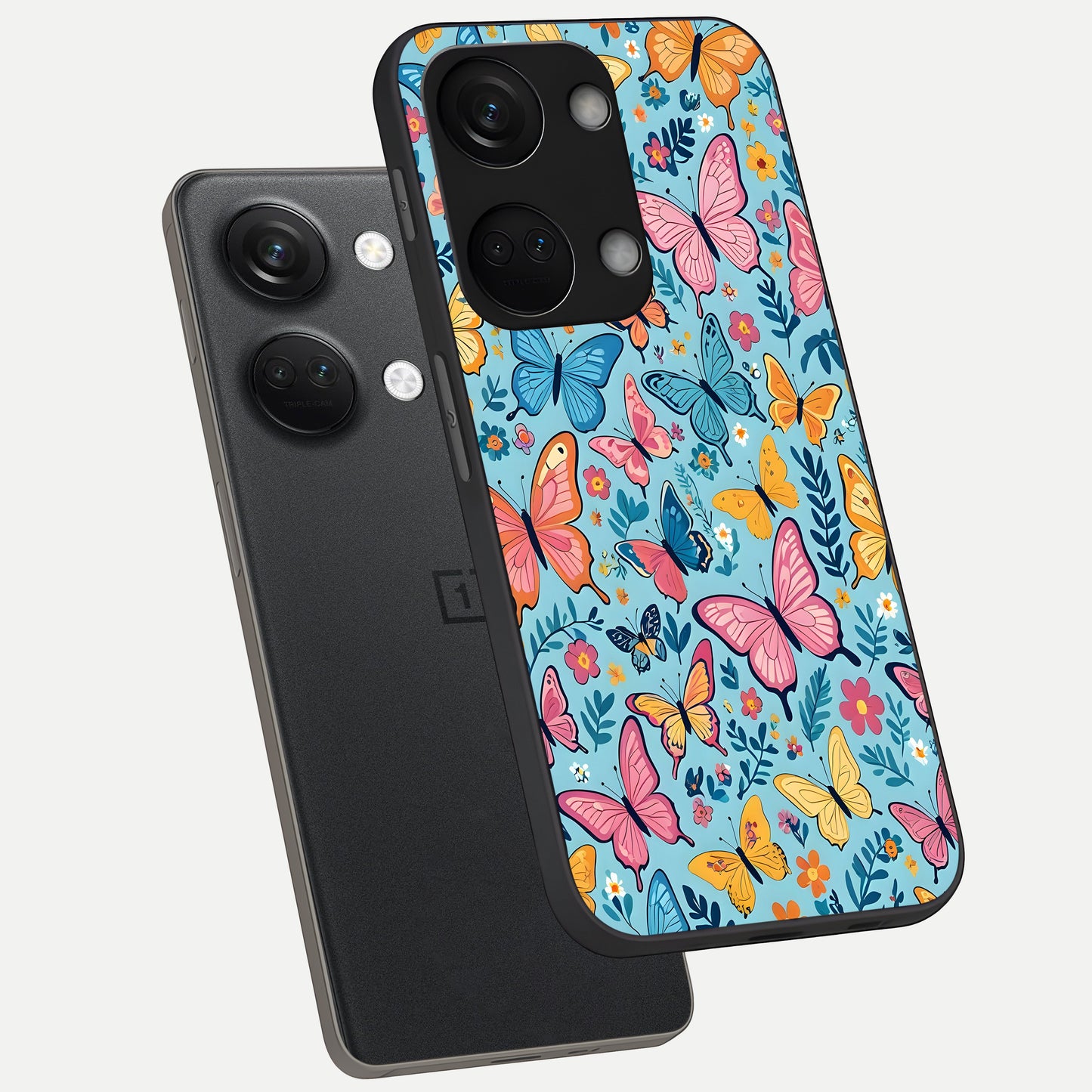  Spring Wing Garden phone case For Oneplus Nord 3 showing premium glass back cover with detailed artwork