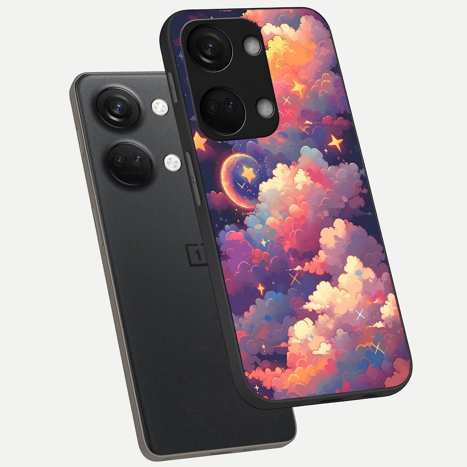  Starlit Dream Clouds phone case For Oneplus Nord 3 showing premium glass back cover with detailed artwork