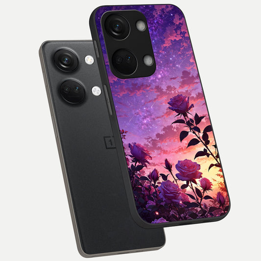  Starlit Rose Twilight phone case For Oneplus Nord 3 showing premium glass back cover with detailed artwork