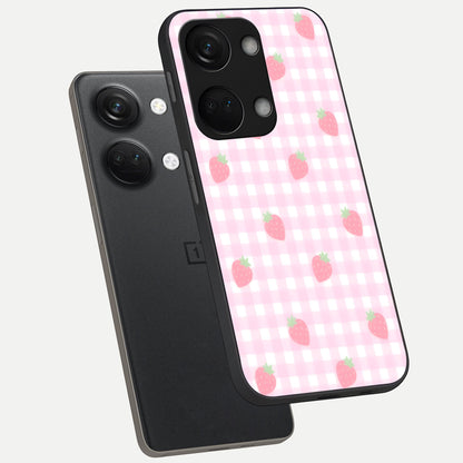  Strawberry Picnic Love phone case For Oneplus Nord 3 showing premium glass back cover with detailed artwork