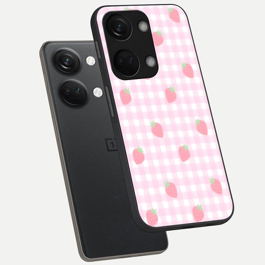  Strawberry Picnic Love phone case For Oneplus Nord 3 showing premium glass back cover with detailed artwork