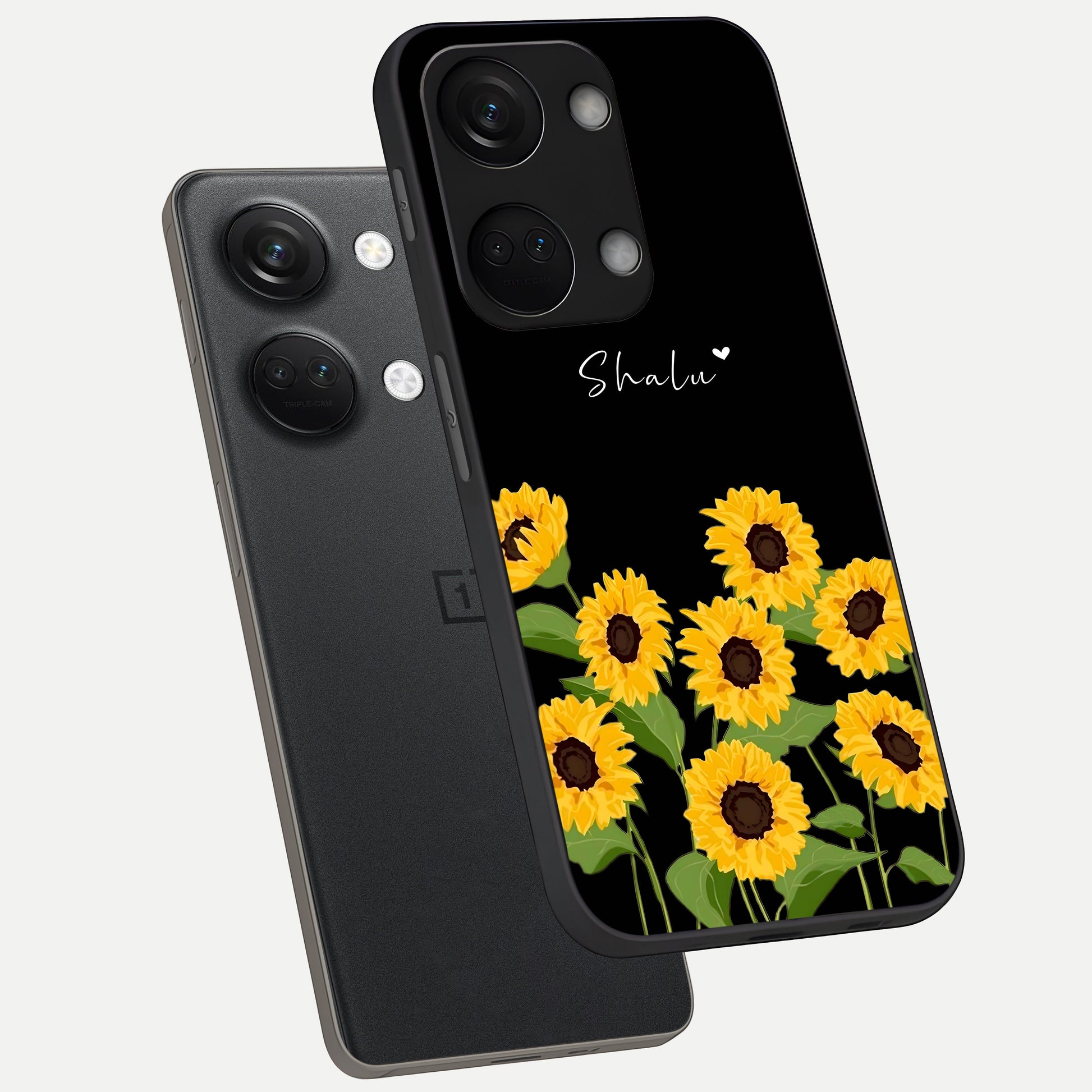  Sunflower Sky Bloom phone case For Oneplus Nord 3 showing premium glass back cover with detailed artwork