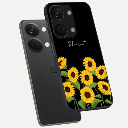  Sunflower Sky Bloom phone case For Oneplus Nord 3 showing premium glass back cover with detailed artwork
