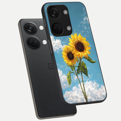  Sunlit Daisy Glow phone case For Oneplus Nord 3 showing premium glass back cover with detailed artwork