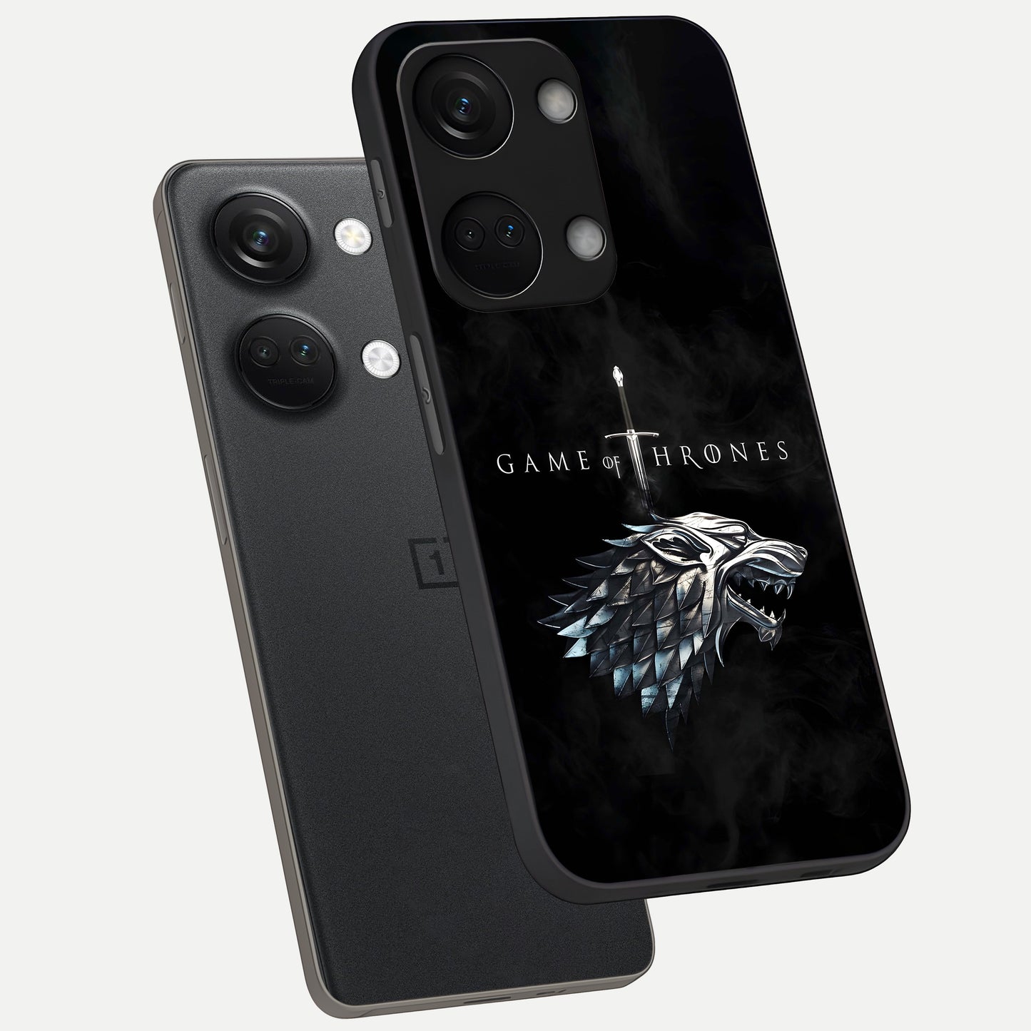  Throne Wolf Legacy phone case For Oneplus Nord 3 showing premium glass back cover with detailed artwork