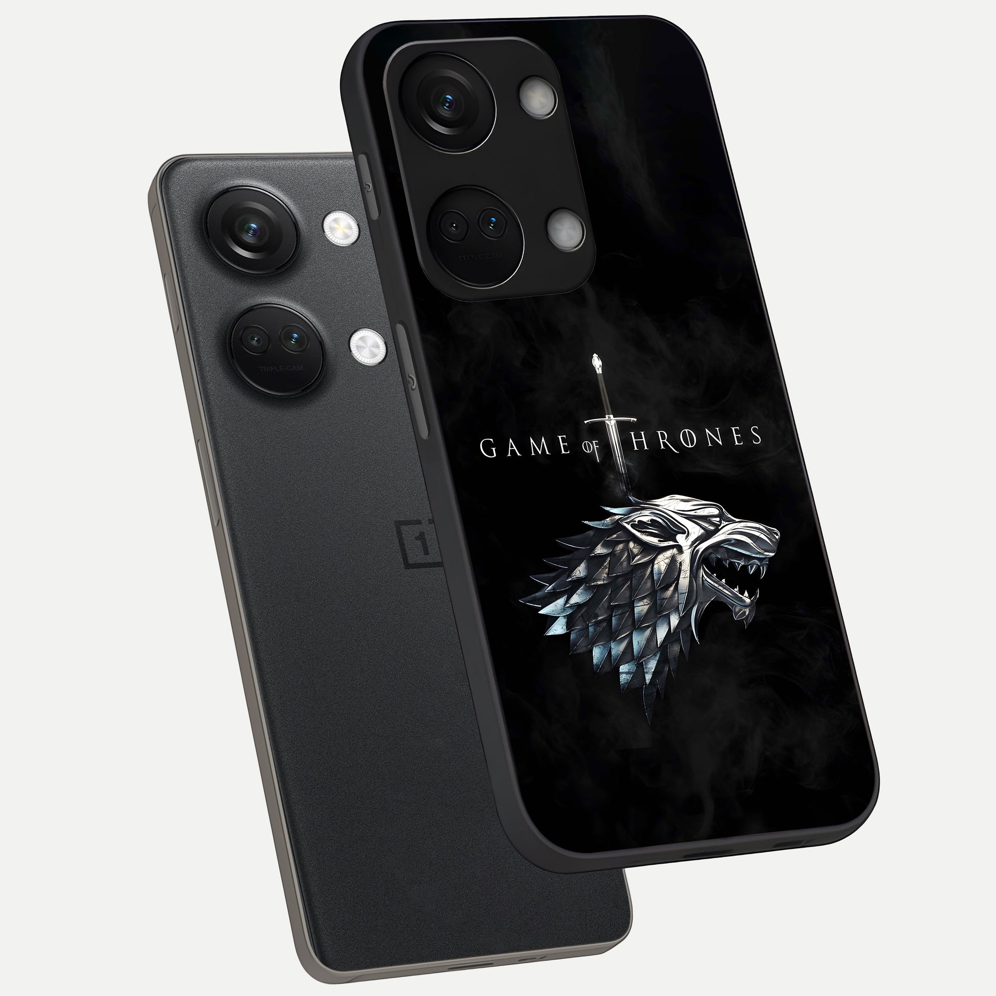  Throne Wolf Legacy phone case For Oneplus Nord 3 showing premium glass back cover with detailed artwork
