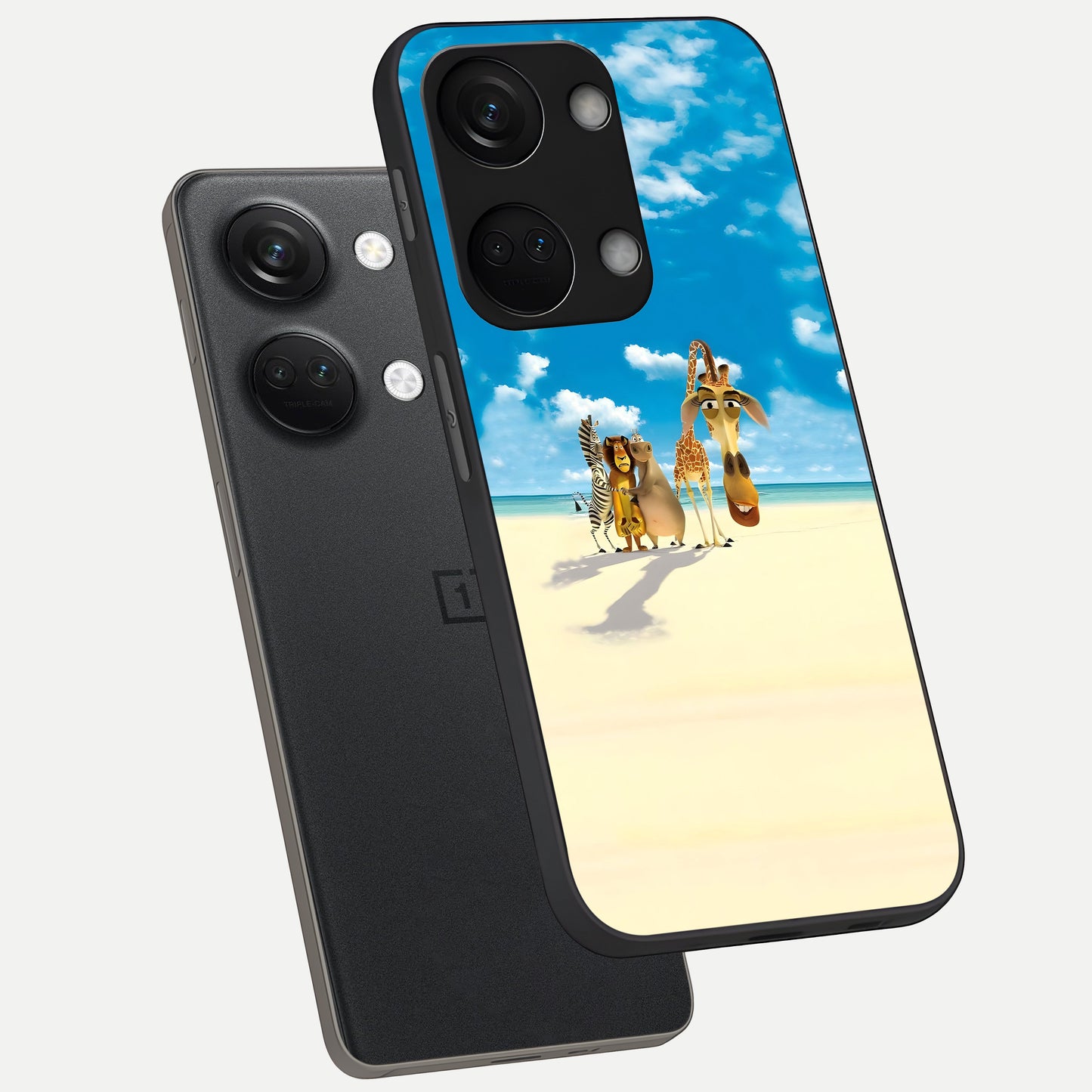  Tropical Fun Squad phone case For Oneplus Nord 3 showing premium glass back cover with detailed artwork
