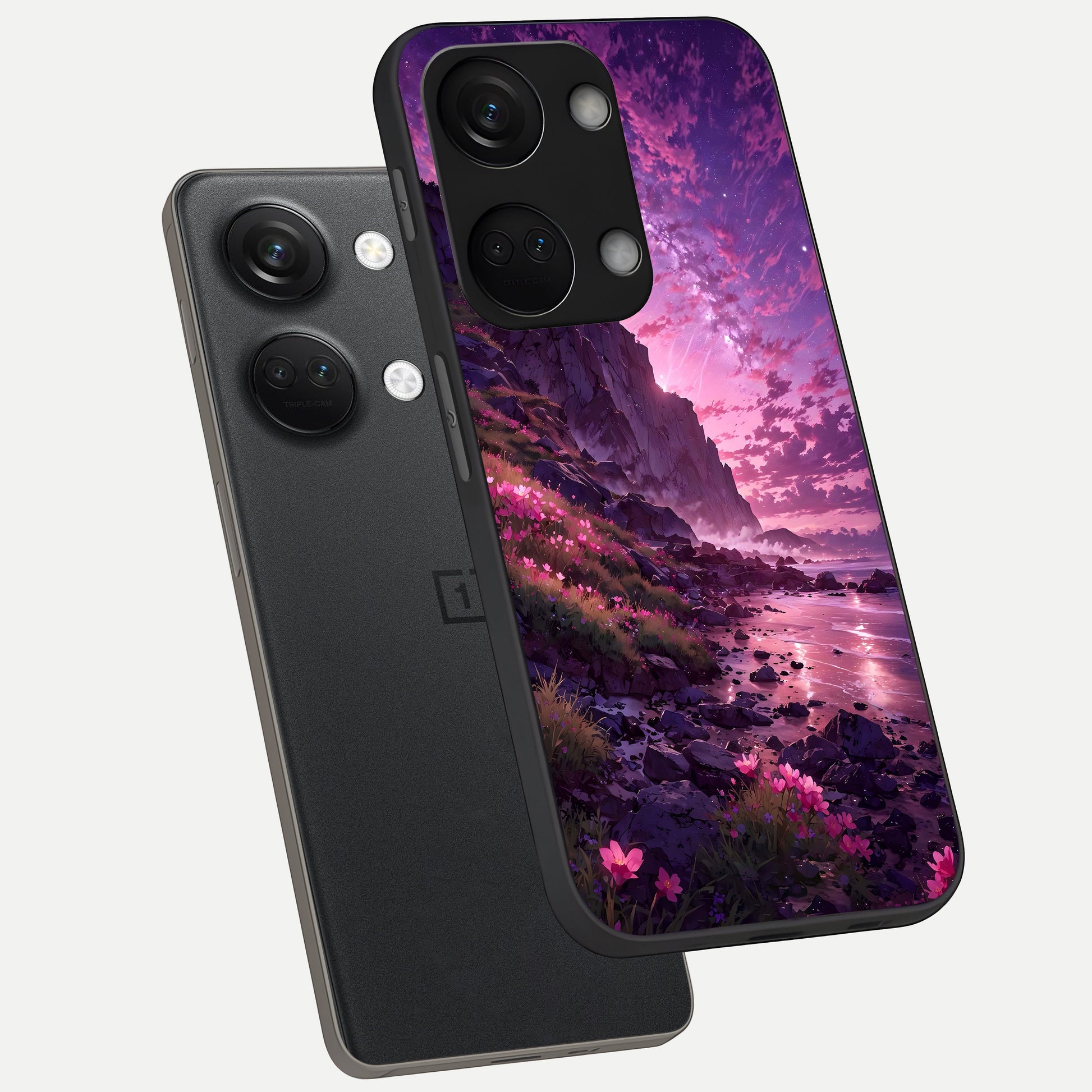  Twilight Blossom Coast phone case For Oneplus Nord 3 showing premium glass back cover with detailed artwork